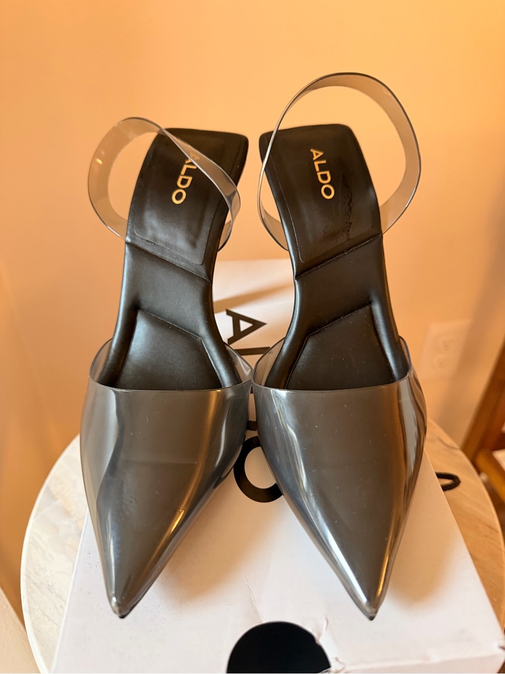 Aldo Black Pointed PVC Slingback Mules
Never worn!